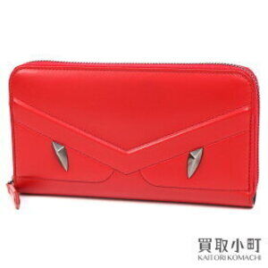 Fendi Bugs Monster Eyes Zip Around Wallet Red